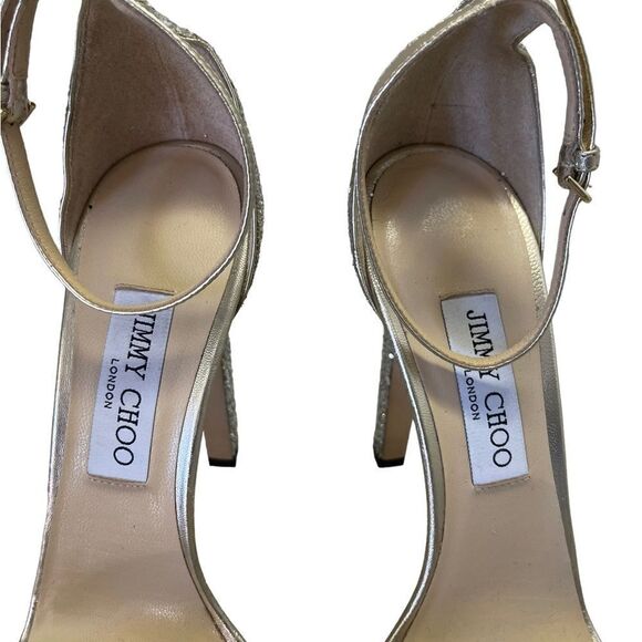 Jimmy Choo Misty Silver Glitter Sandals‎ - Picture 4 of 8